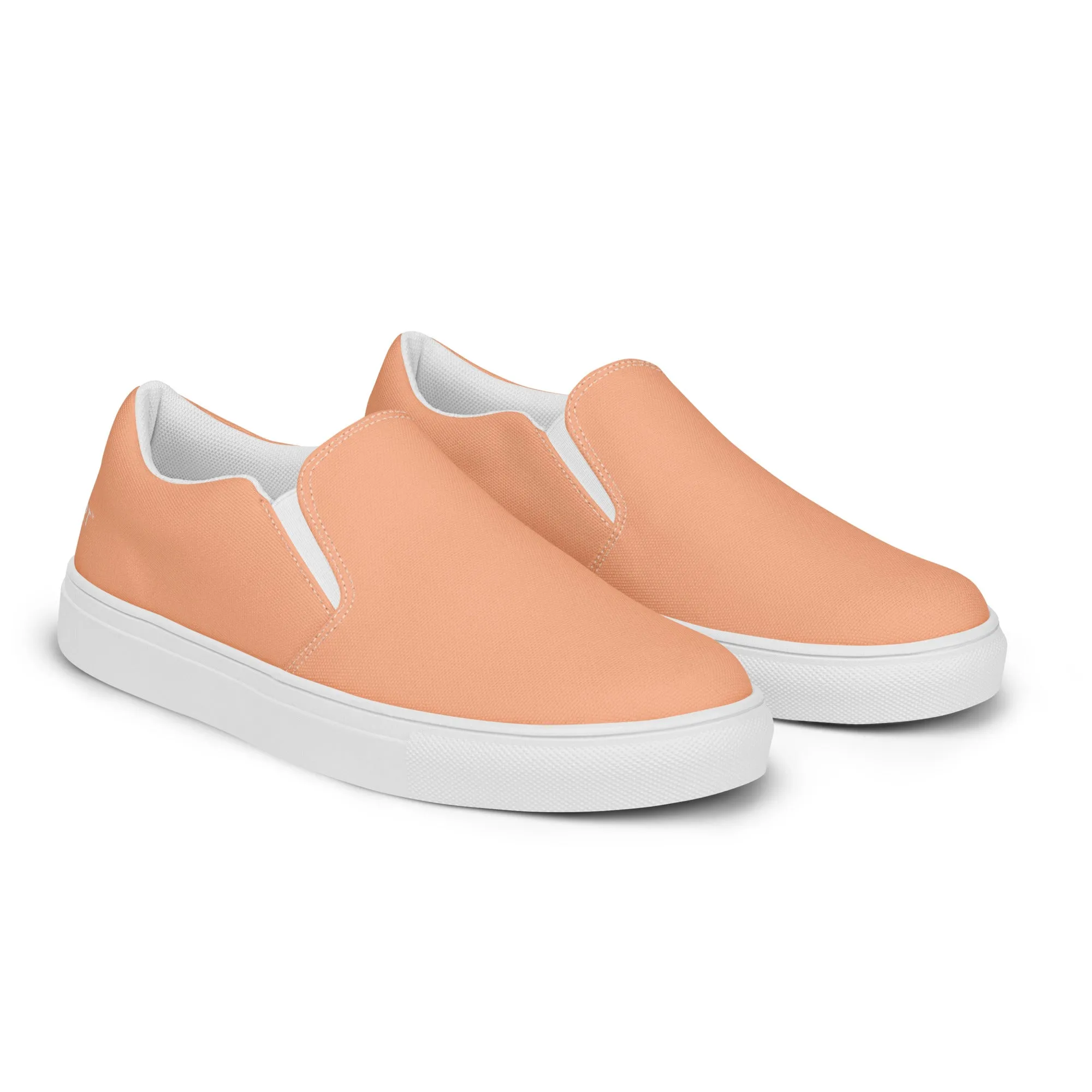 Nude Color Women's Slip Ons, Solid Colorful Nude Pink Color Modern Minimalist Women’s Slip-On Canvas Shoes (US Size: 5-12)