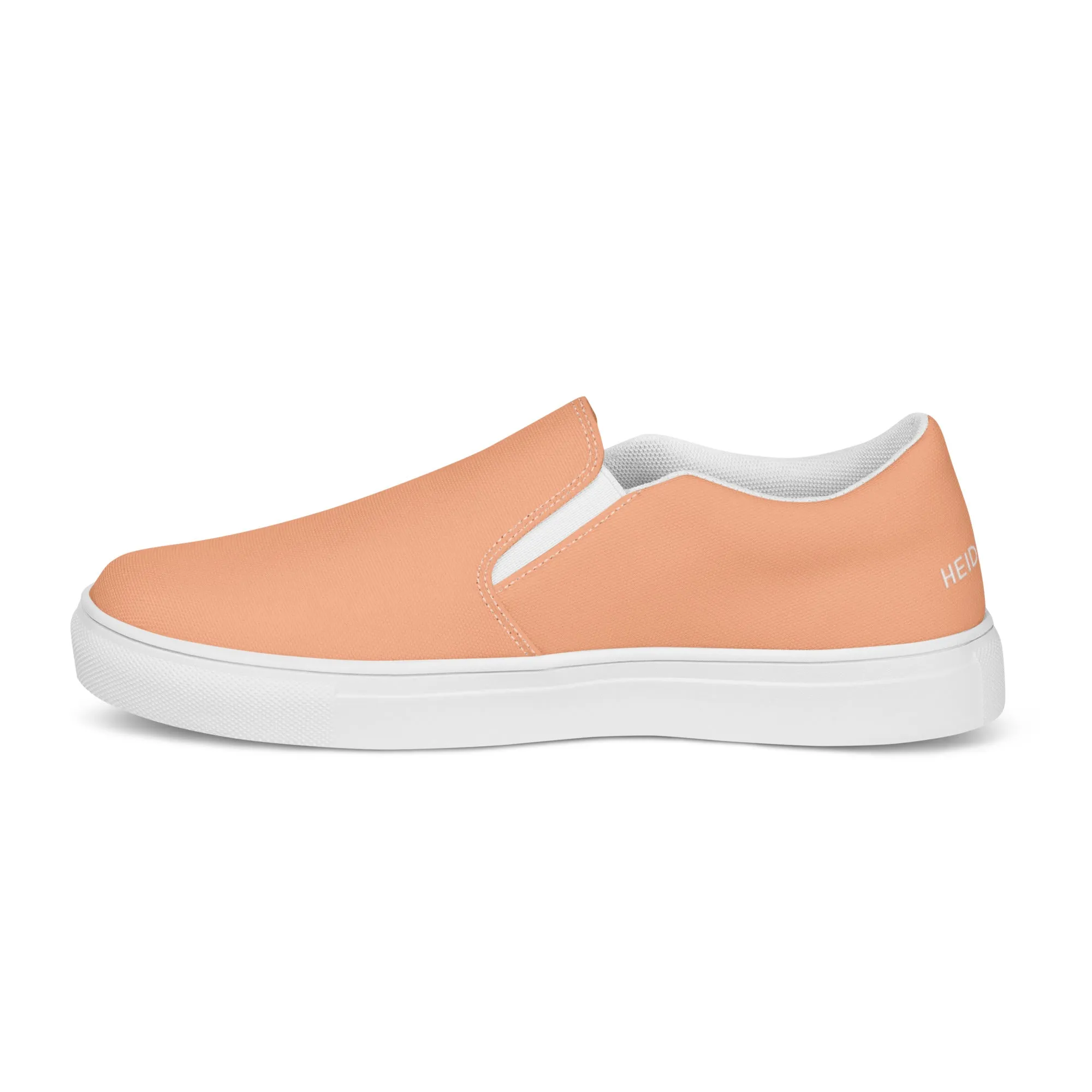 Nude Color Women's Slip Ons, Solid Colorful Nude Pink Color Modern Minimalist Women’s Slip-On Canvas Shoes (US Size: 5-12)