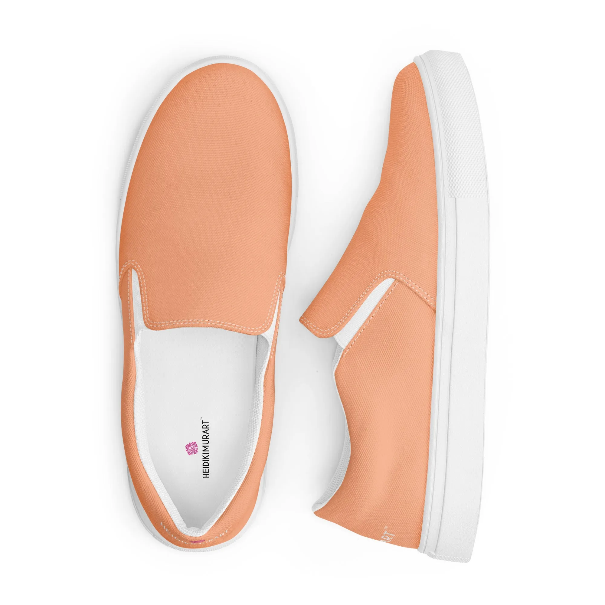 Nude Color Women's Slip Ons, Solid Colorful Nude Pink Color Modern Minimalist Women’s Slip-On Canvas Shoes (US Size: 5-12)