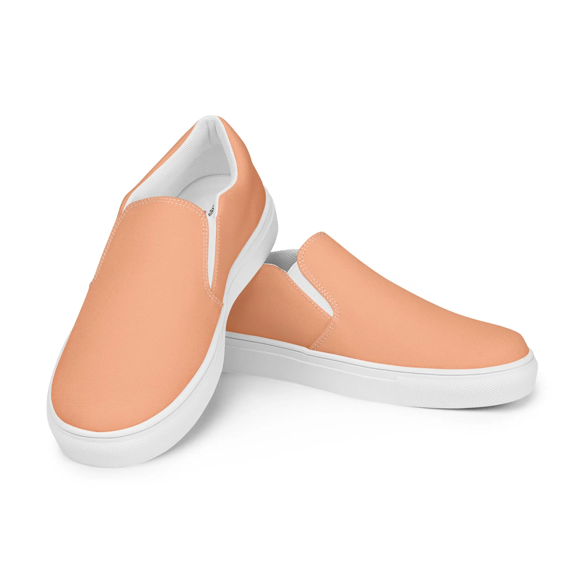 Nude Color Women's Slip Ons, Solid Colorful Nude Pink Color Modern Minimalist Women’s Slip-On Canvas Shoes (US Size: 5-12)