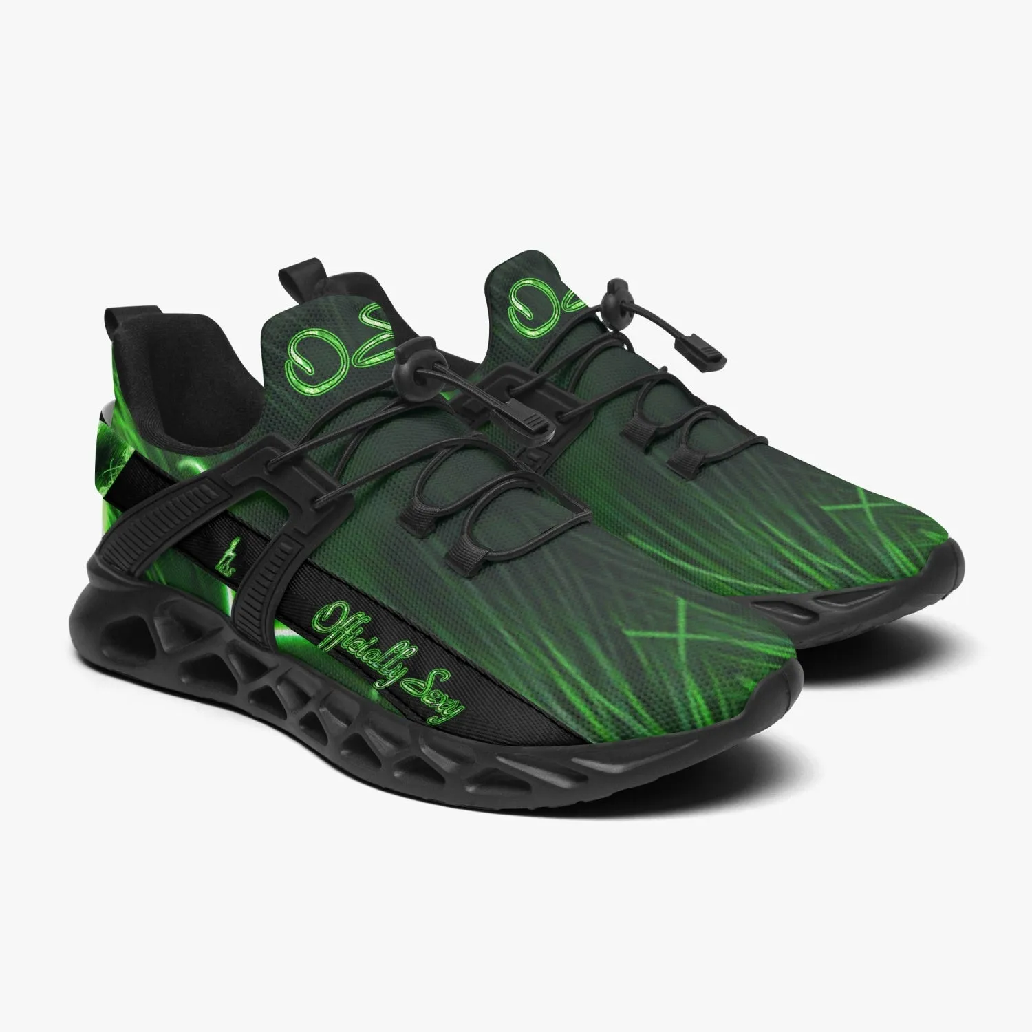Officially Sexy Neon Green Laser Hearts Collection Mesh Running Shoes