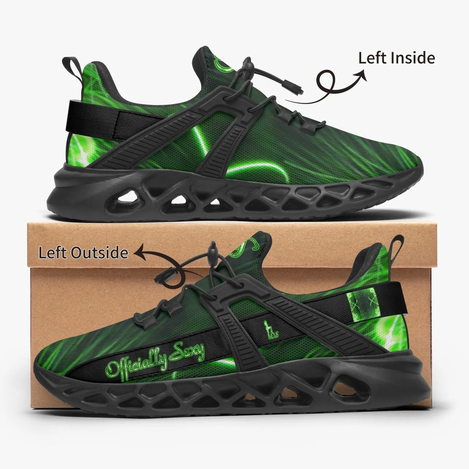 Officially Sexy Neon Green Laser Hearts Collection Mesh Running Shoes