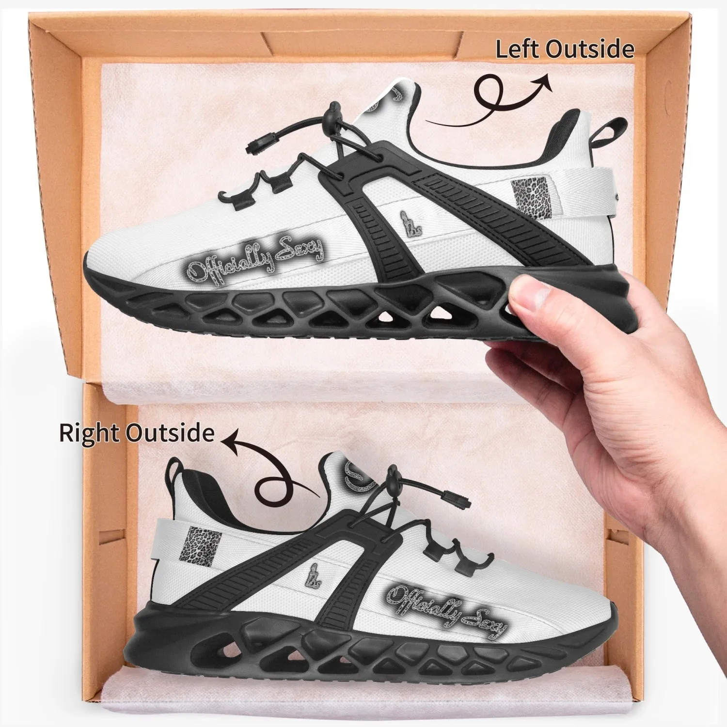 Officially Sexy Snow Leopard Collection White Unisex Mesh Running Shoes