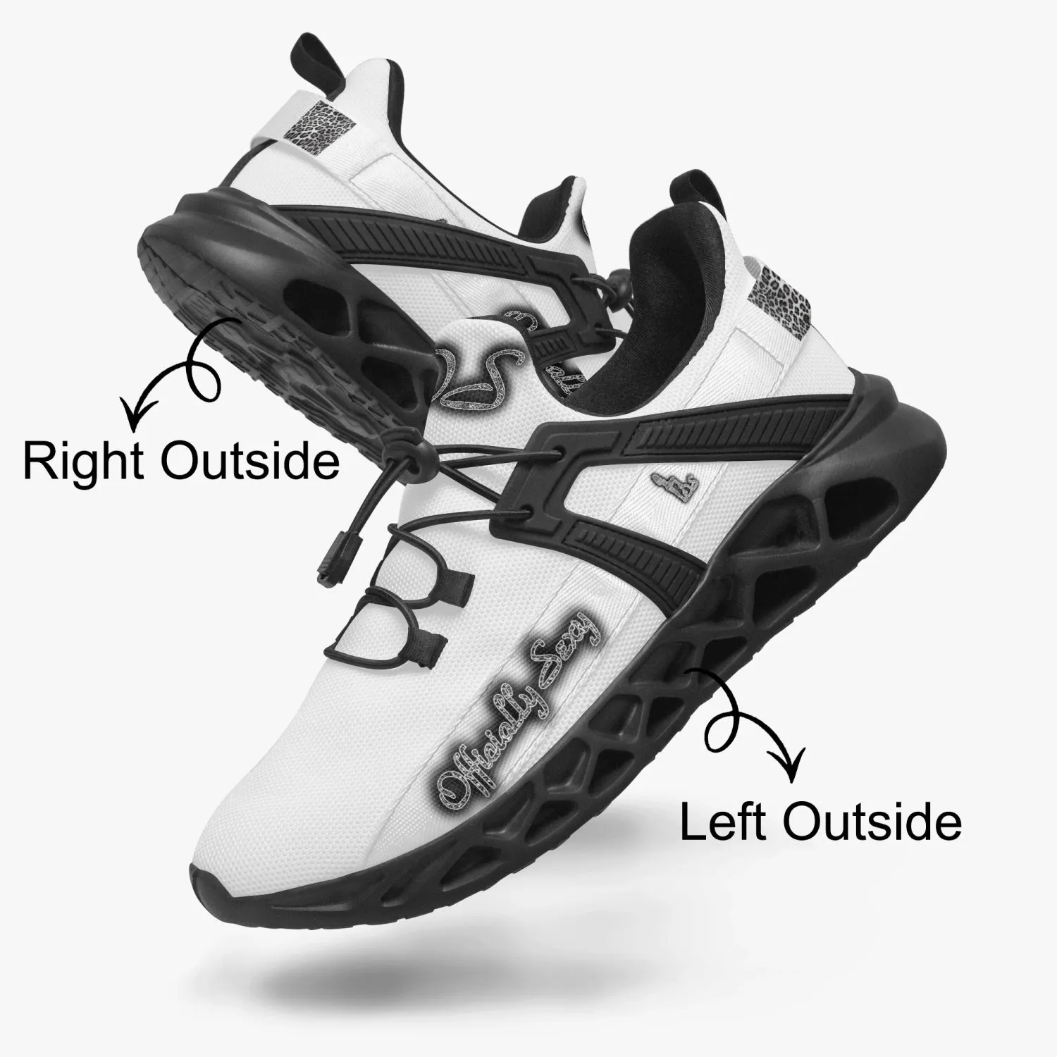 Officially Sexy Snow Leopard Collection White Unisex Mesh Running Shoes