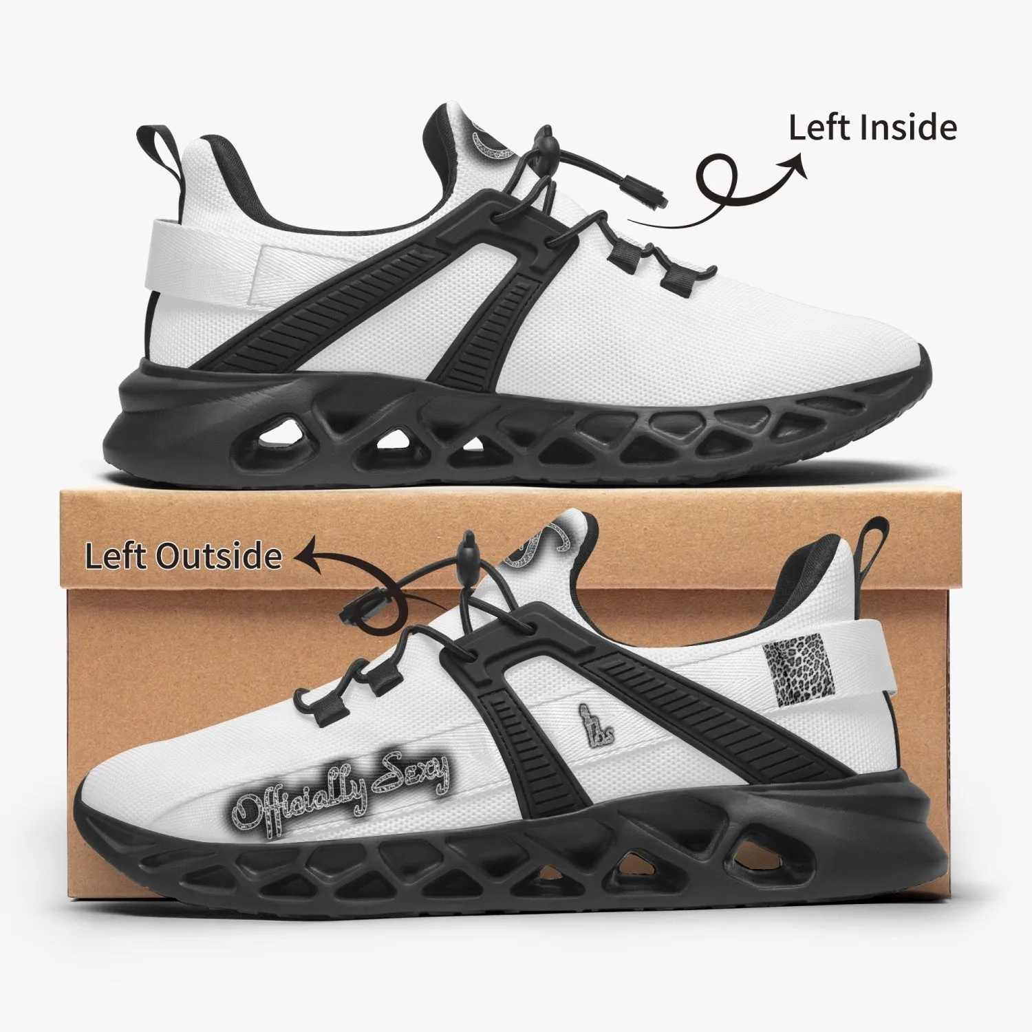 Officially Sexy Snow Leopard Collection White Unisex Mesh Running Shoes