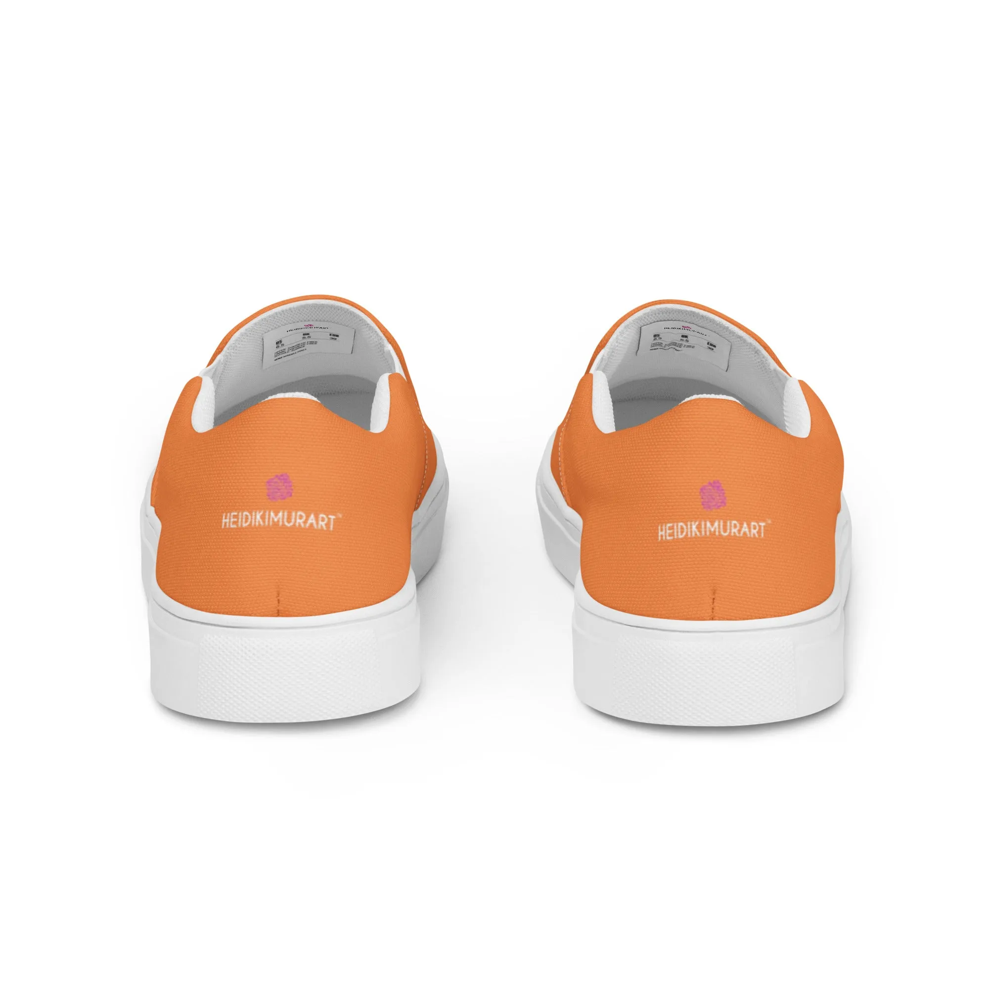 Orange Color Men's Slip Ons, Solid Orange Color Best Casual Breathable Men’s Slip-on Canvas Shoes (US Size: 5-13)