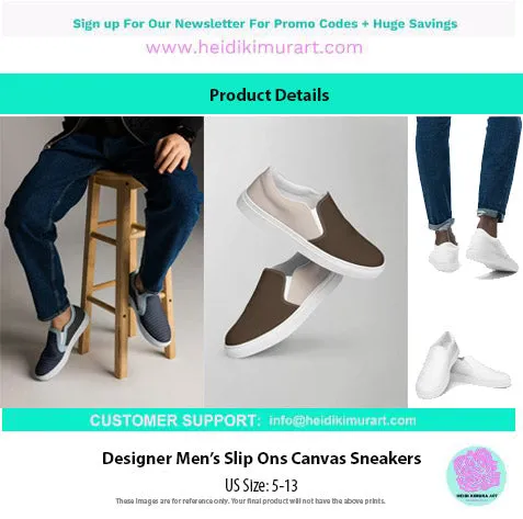 Orange Color Men's Slip Ons, Solid Orange Color Best Casual Breathable Men’s Slip-on Canvas Shoes (US Size: 5-13)