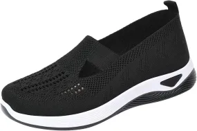 Orthopedic Shoes for Women Woven Slip on Walking Non Slip Work Shoes Women Mesh Women Casual Shoes White Sneakers Steel Toe Tennis Shoe Cross Trainer Shoe