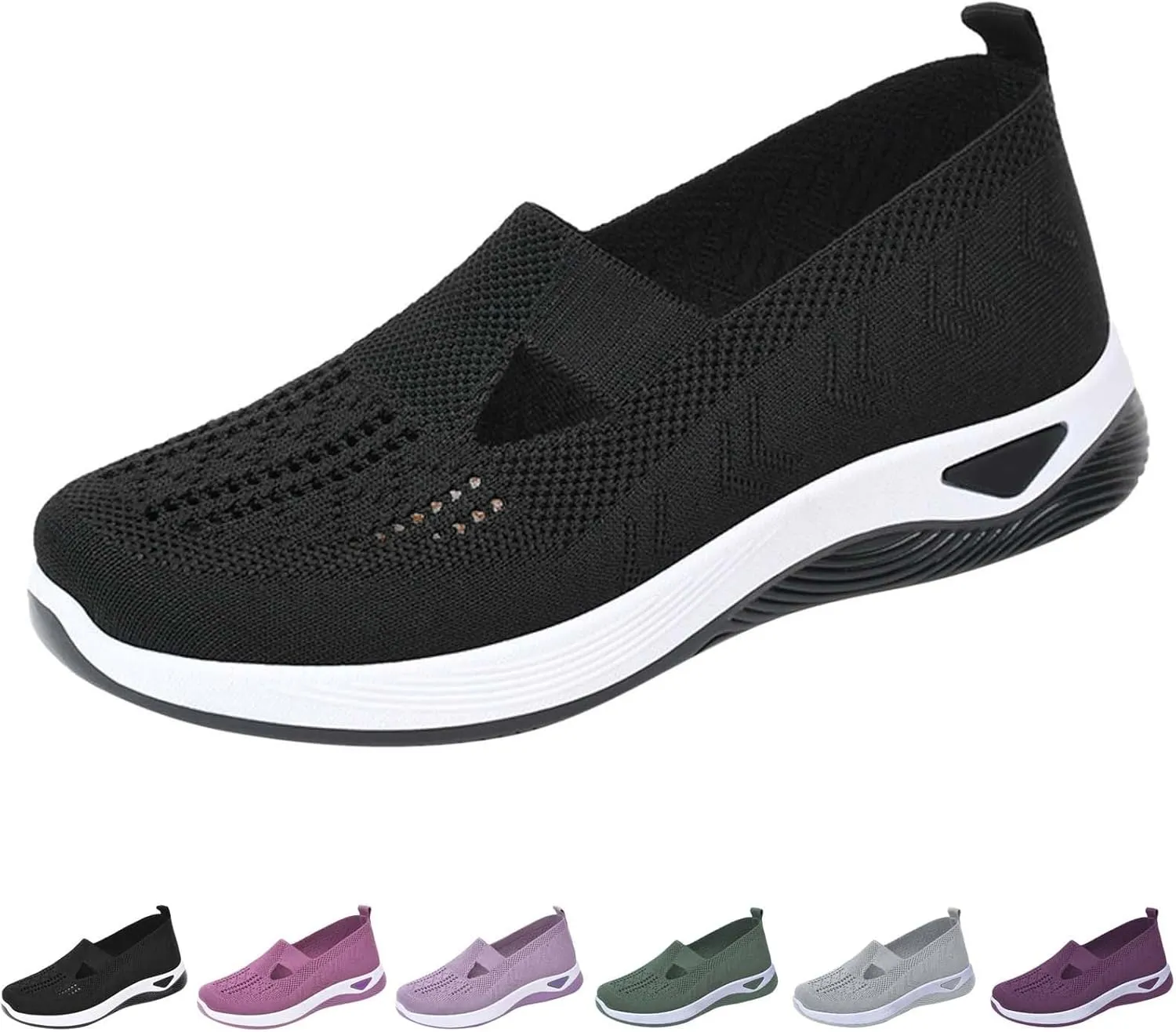 Orthopedic Shoes for Women Woven Slip on Walking Non Slip Work Shoes Women Mesh Women Casual Shoes White Sneakers Steel Toe Tennis Shoe Cross Trainer Shoe