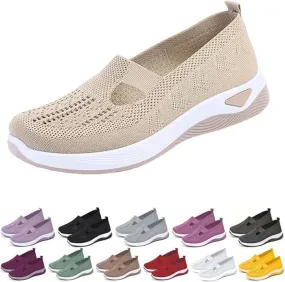 Orthopedic Shoes for Women,Mesh Walking Shoes Breathable Non-Slip Slip On Loafers Beige