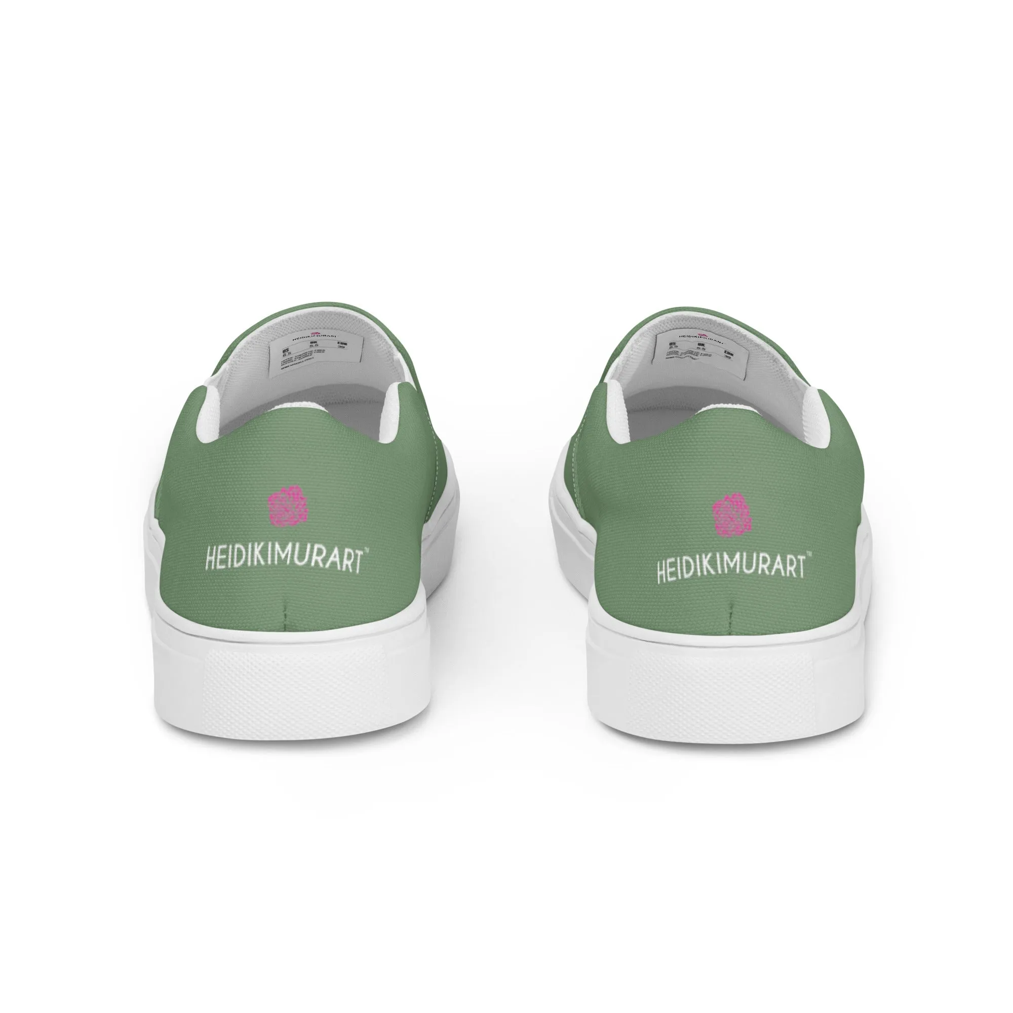 Parsley Green Women's Slip Ons, Solid Pastel Green Color Modern Minimalist Women’s Slip-On Canvas Shoes (US Size: 5-12)