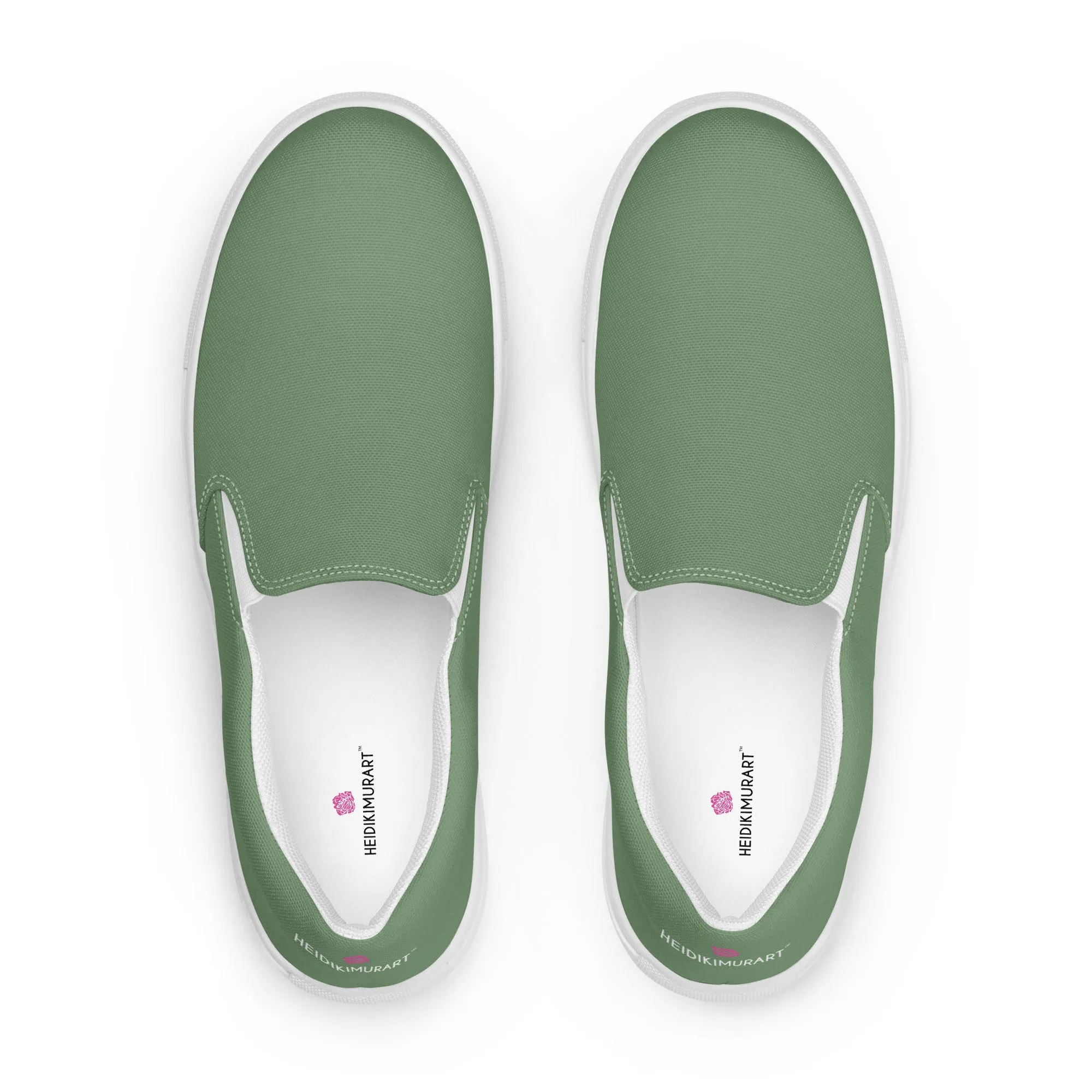 Parsley Green Women's Slip Ons, Solid Pastel Green Color Modern Minimalist Women’s Slip-On Canvas Shoes (US Size: 5-12)