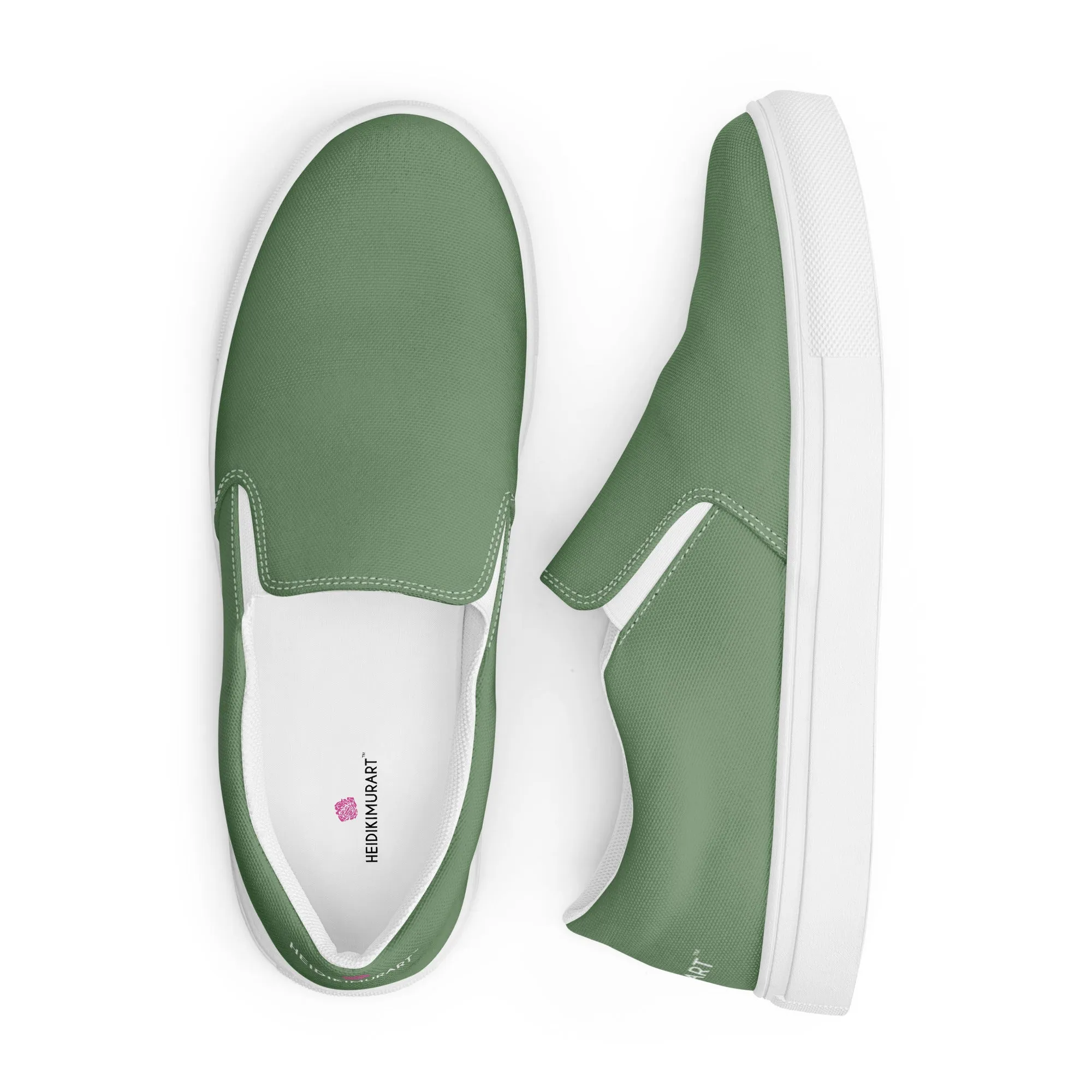 Parsley Green Women's Slip Ons, Solid Pastel Green Color Modern Minimalist Women’s Slip-On Canvas Shoes (US Size: 5-12)