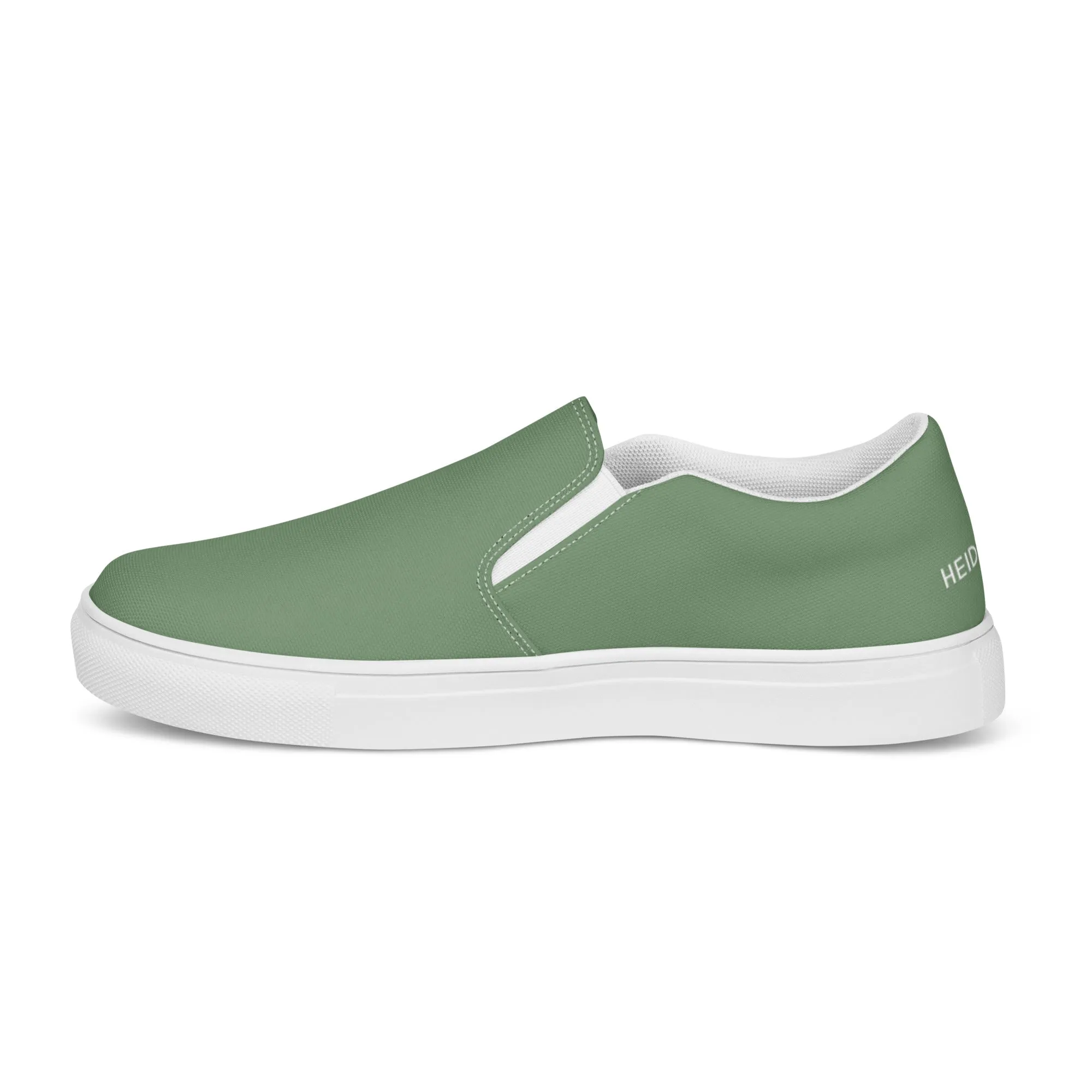 Parsley Green Women's Slip Ons, Solid Pastel Green Color Modern Minimalist Women’s Slip-On Canvas Shoes (US Size: 5-12)