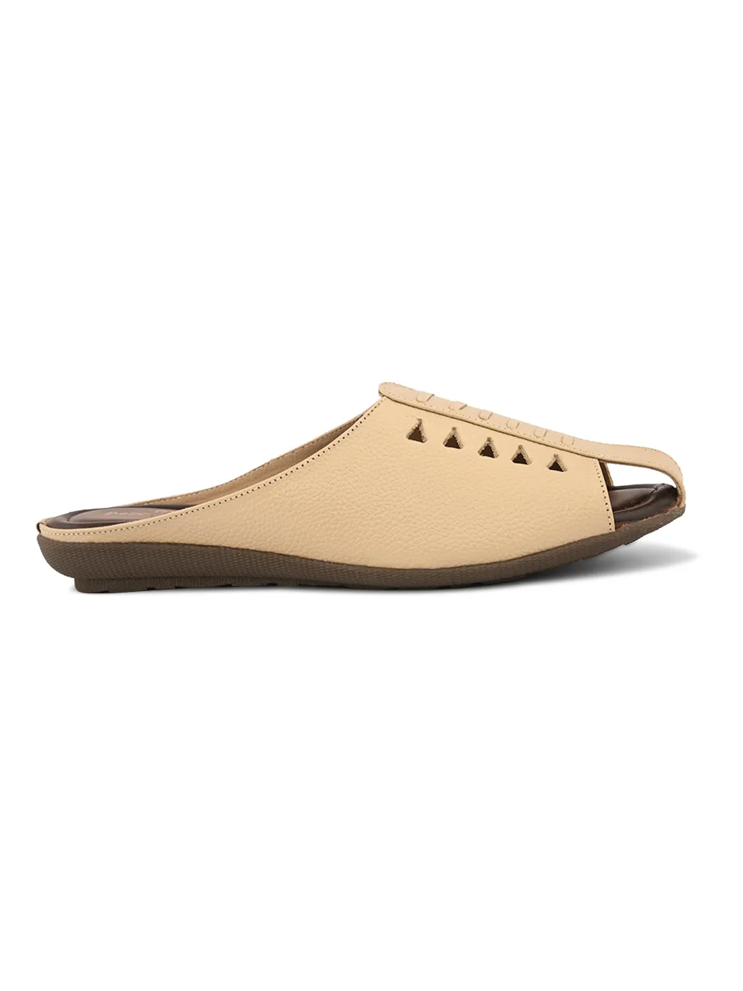 Pelle Albero Women Cream Leather Flat Mules