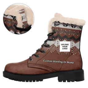 Personalized company gifts, Personalized Corporate Gifts Personalized?Grid?Design?Boots,?Custom?Christmas?Boots,?Warm-Fur?Boot Gift,WB-23020137