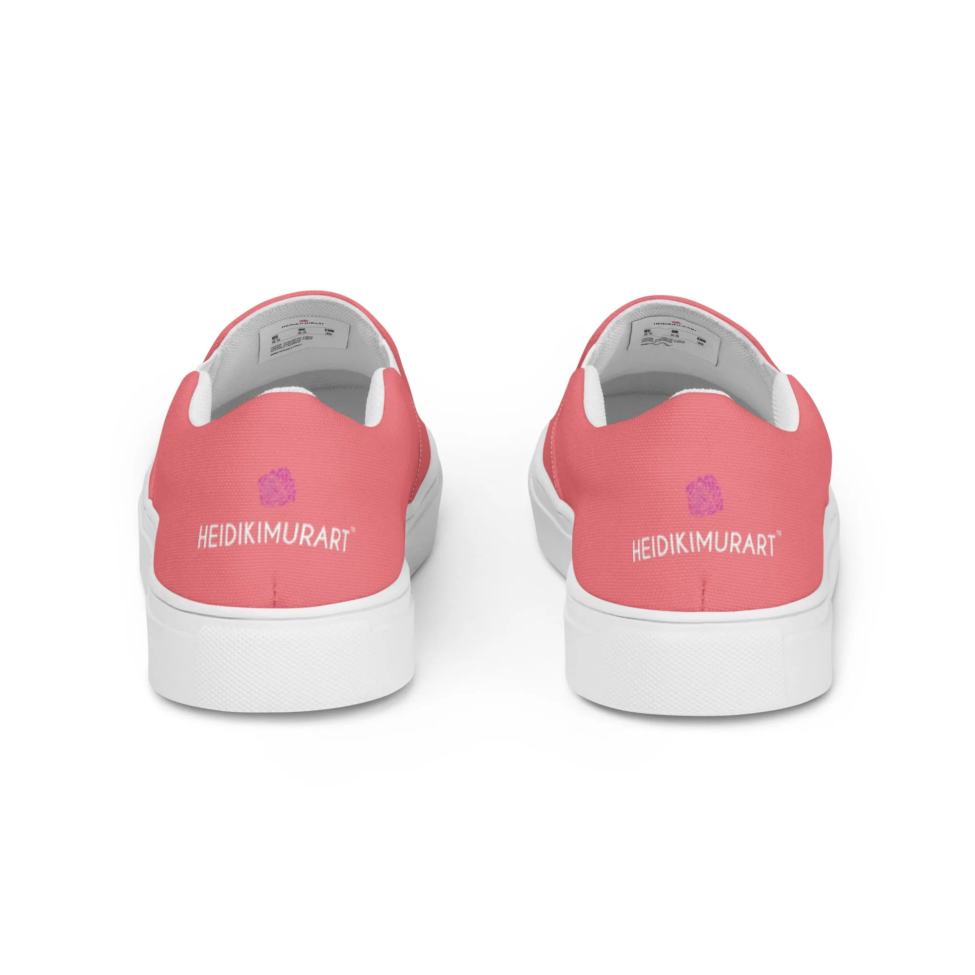 Pink Women's Slip Ons, Solid Colorful Pink Color Modern Minimalist Women’s Slip-On Canvas Shoes (US Size: 5-12)
