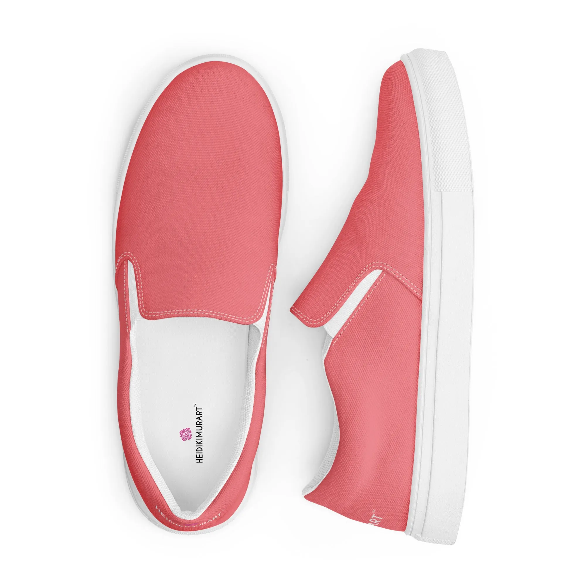 Pink Women's Slip Ons, Solid Colorful Pink Color Modern Minimalist Women’s Slip-On Canvas Shoes (US Size: 5-12)