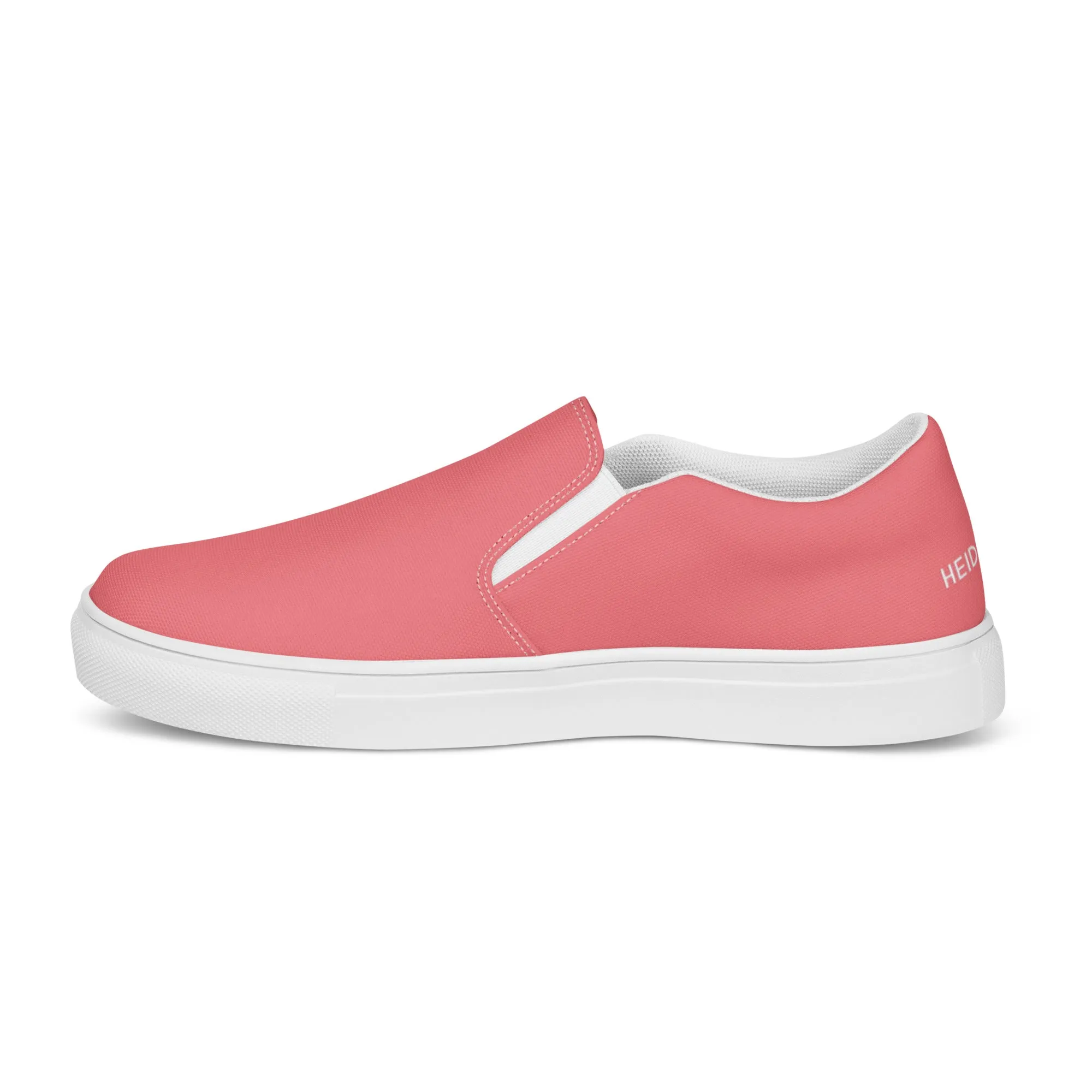 Pink Women's Slip Ons, Solid Colorful Pink Color Modern Minimalist Women’s Slip-On Canvas Shoes (US Size: 5-12)