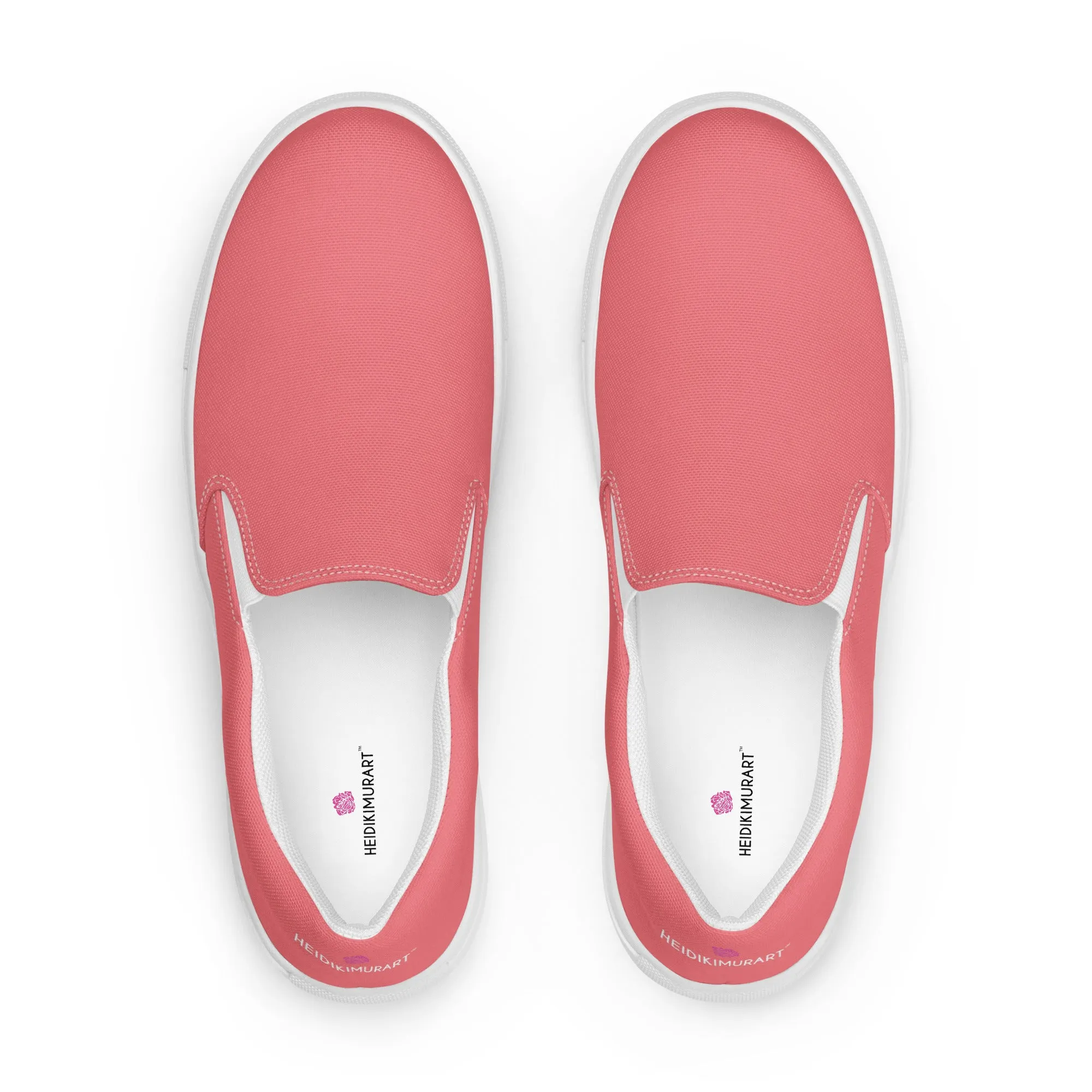 Pink Women's Slip Ons, Solid Colorful Pink Color Modern Minimalist Women’s Slip-On Canvas Shoes (US Size: 5-12)