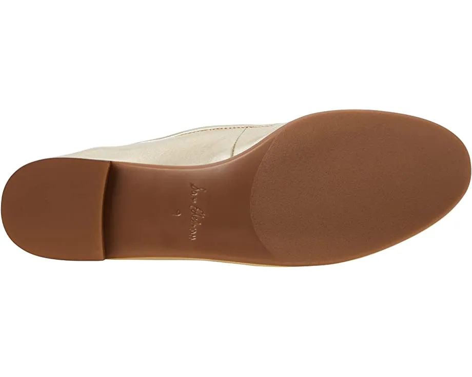 Sam Edelman Kaylee Gold Leather Almond Toe Slip On Detailed Ballet Flats