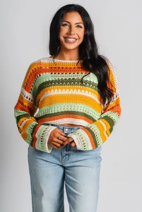 Stripe cropped sweater orange multi