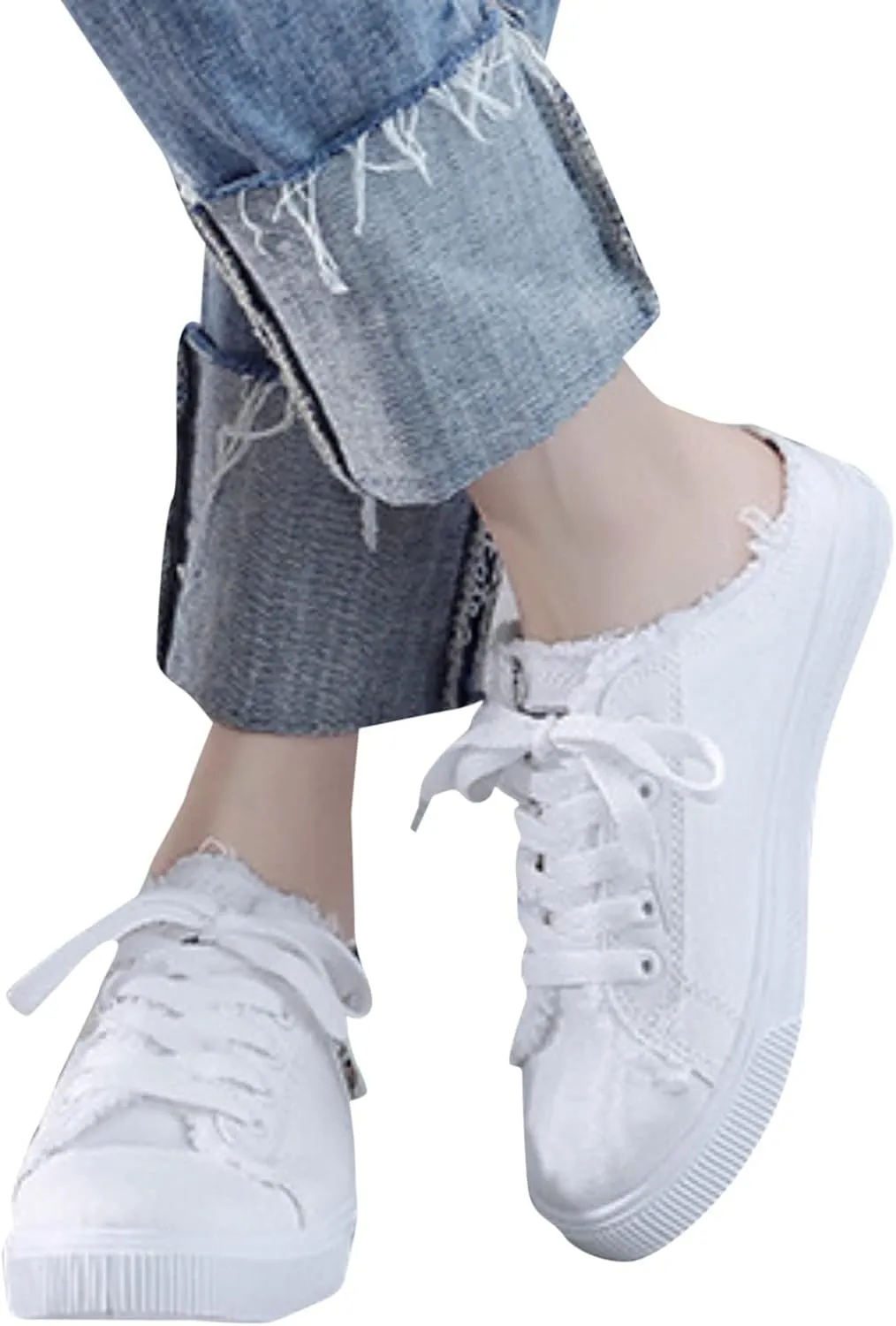 Walking Shoes for Women Canvas Mules Slip on Sneaker Fashion Comfortable Solid Color Slippers Casual Shoes for Ladies