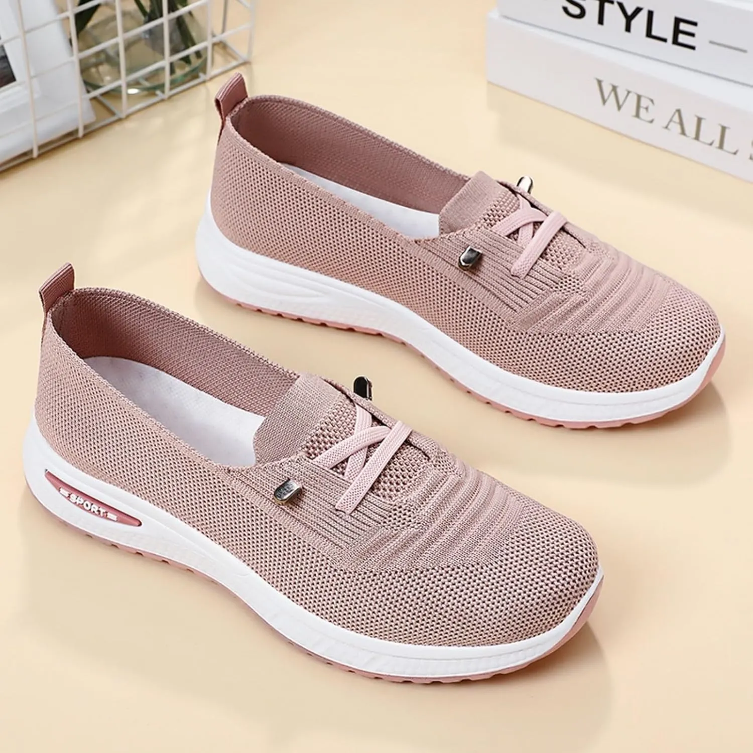 Walking Shoes Women Arch Support, Women's Breathable Mesh Slip On Orthopedic Sneakers Comfortable Non-Slip Tennis Shoes for Plantar Fasciitis Best Walking Shoe
