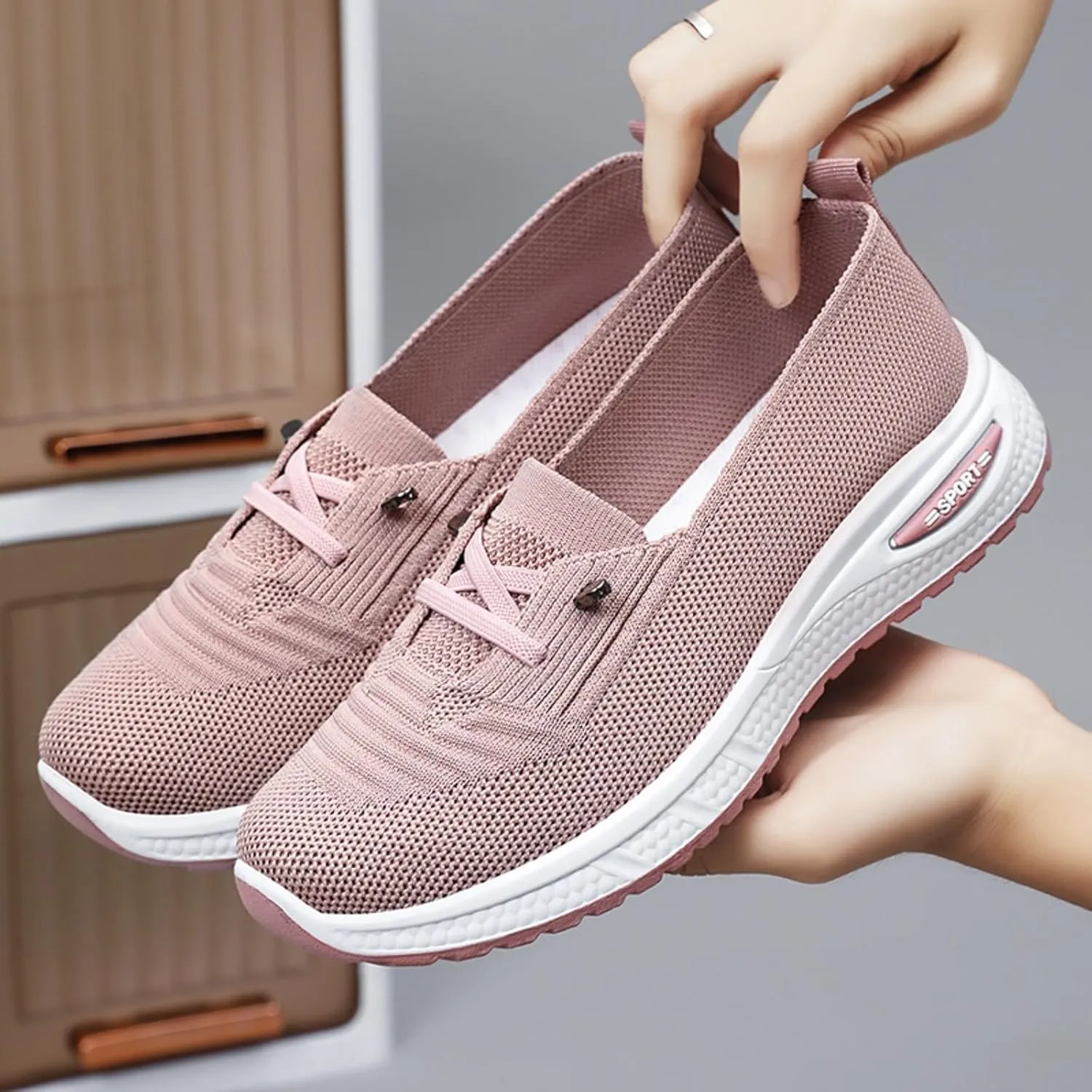 Walking Shoes Women Arch Support, Women's Breathable Mesh Slip On Orthopedic Sneakers Comfortable Non-Slip Tennis Shoes for Plantar Fasciitis Best Walking Shoe