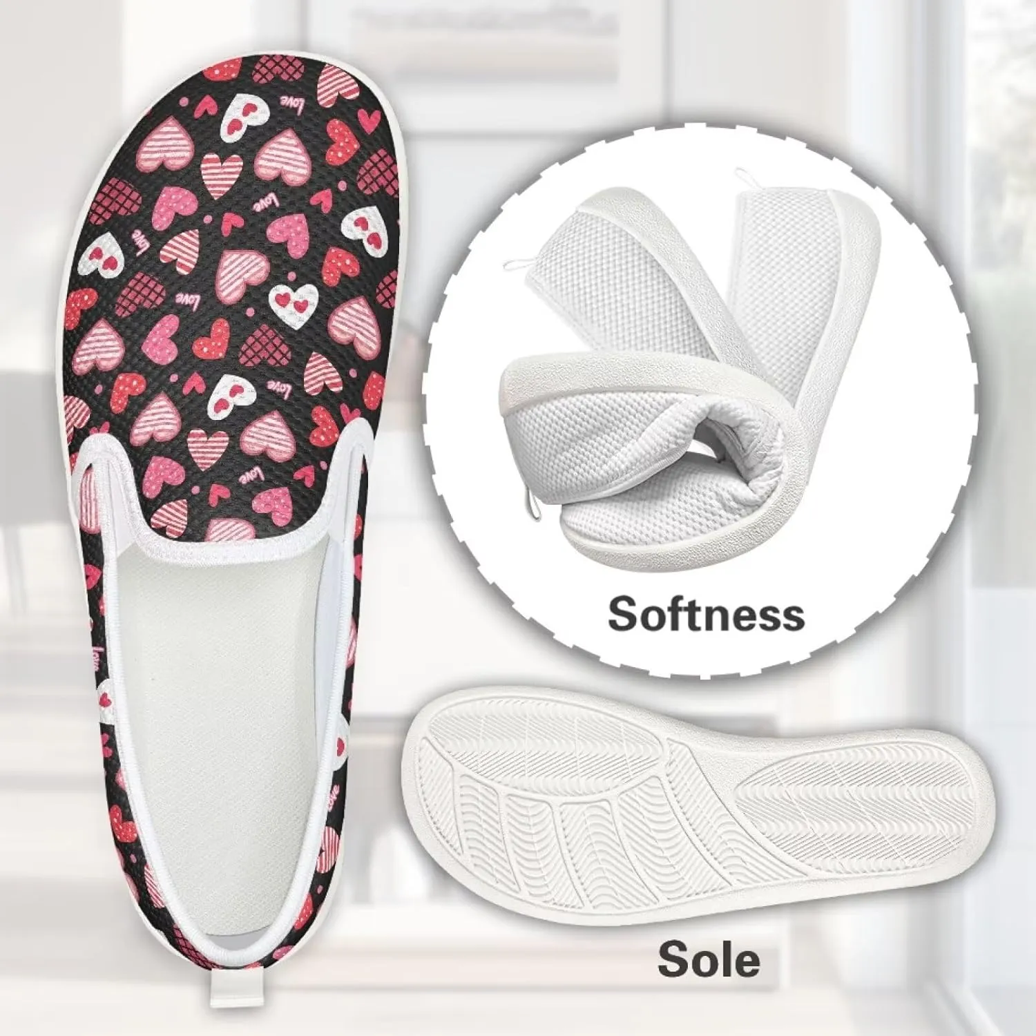 Walking Sneakers Women Lightweight Slip On Sport Shoes Comfortable Breathable Mesh Loafers for Workout US 6-11 White Sole