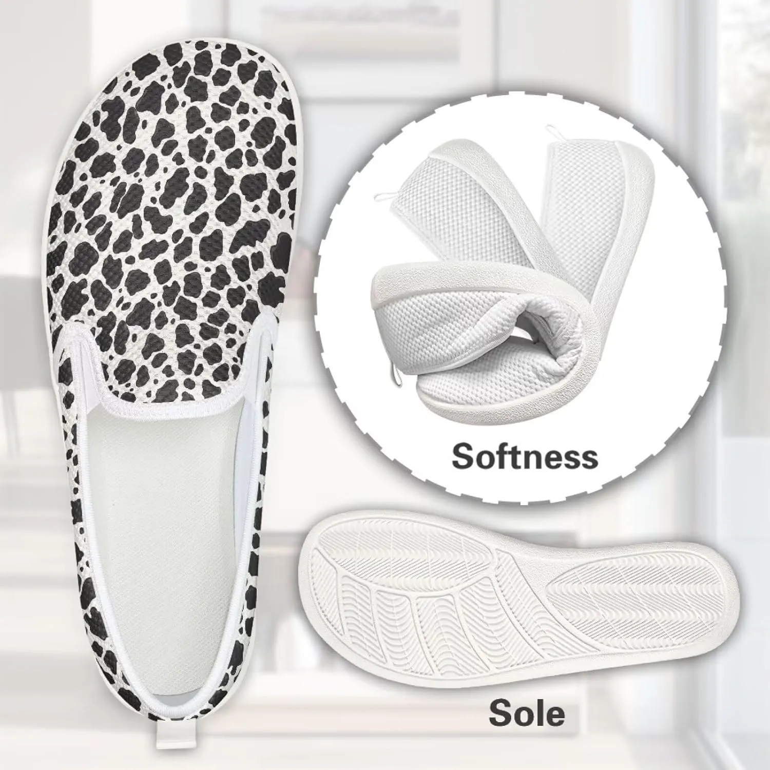 Walking Sneakers Women Lightweight Slip On Sport Shoes Comfortable Breathable Mesh Loafers for Workout US 6-11 White Sole