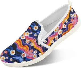 Walking Sneakers Women Lightweight Slip On Sport Shoes Comfortable Breathable Mesh Loafers for Workout US 6-11 White Sole