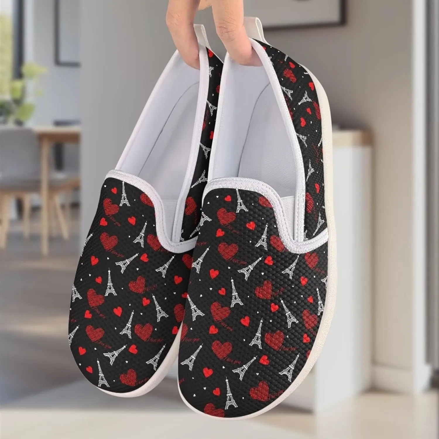 Walking Sneakers Women Lightweight Slip On Sport Shoes Comfortable Breathable Mesh Loafers for Workout US 6-11 White Sole