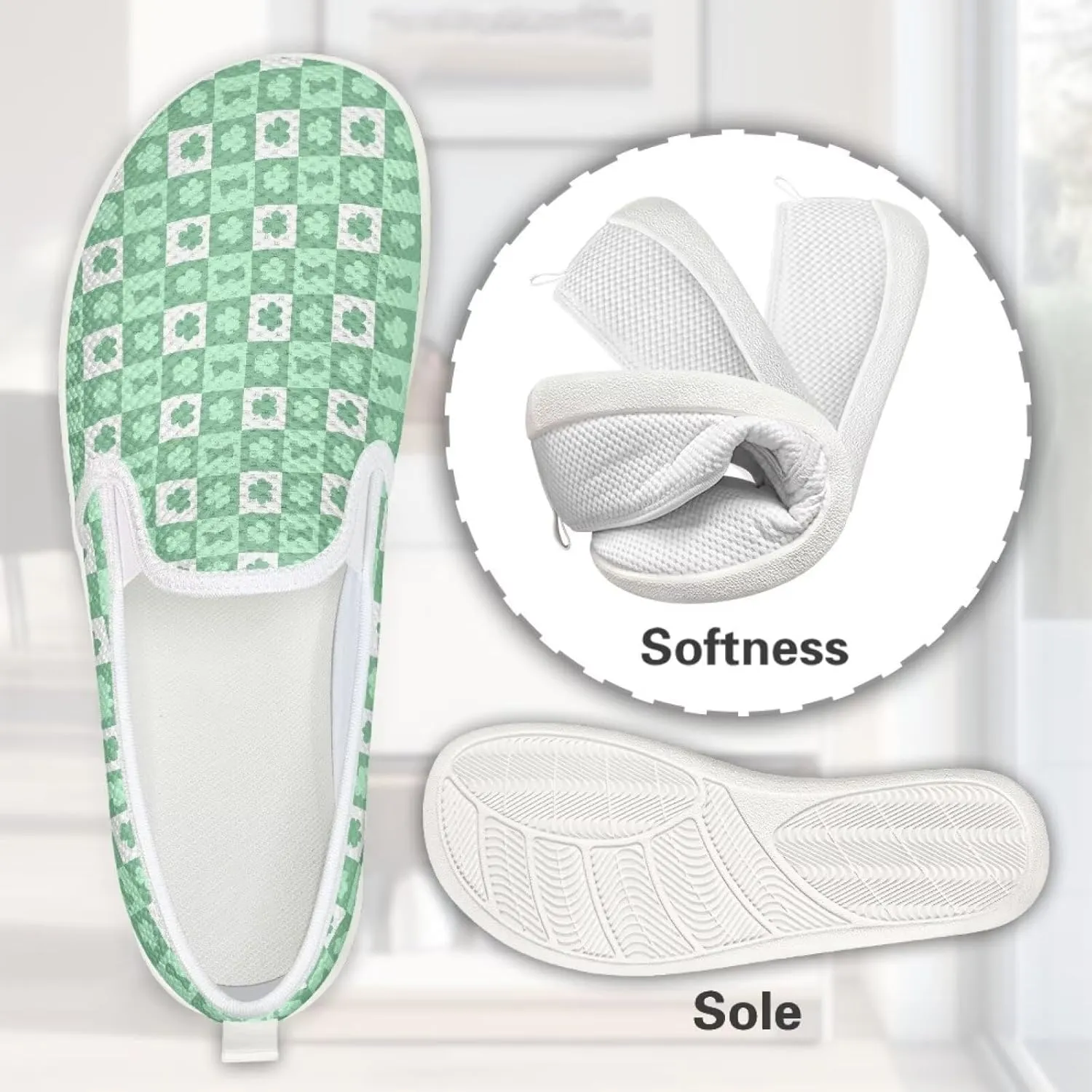 Walking Sneakers Women Lightweight Slip On Sport Shoes Comfortable Breathable Mesh Loafers for Workout US 6-11 White Sole