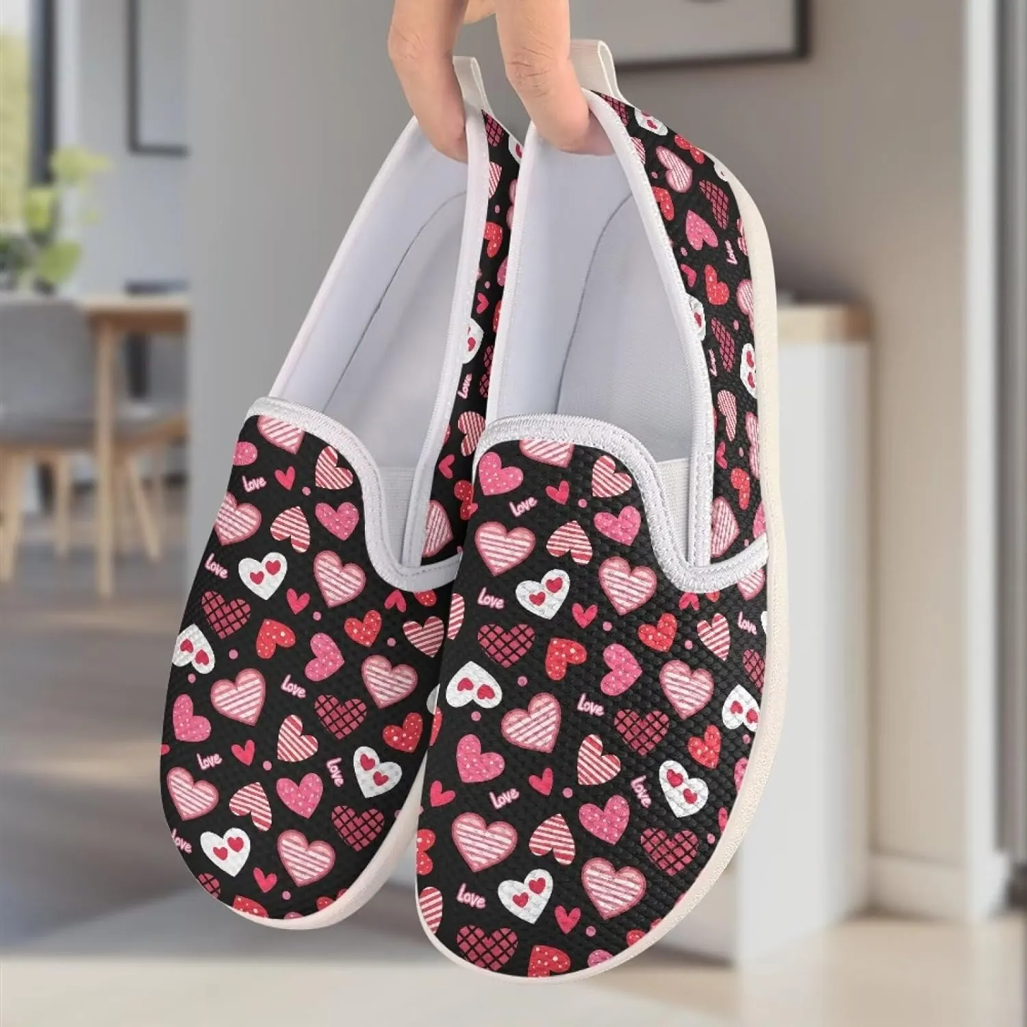 Walking Sneakers Women Lightweight Slip On Sport Shoes Comfortable Breathable Mesh Loafers for Workout US 6-11 White Sole