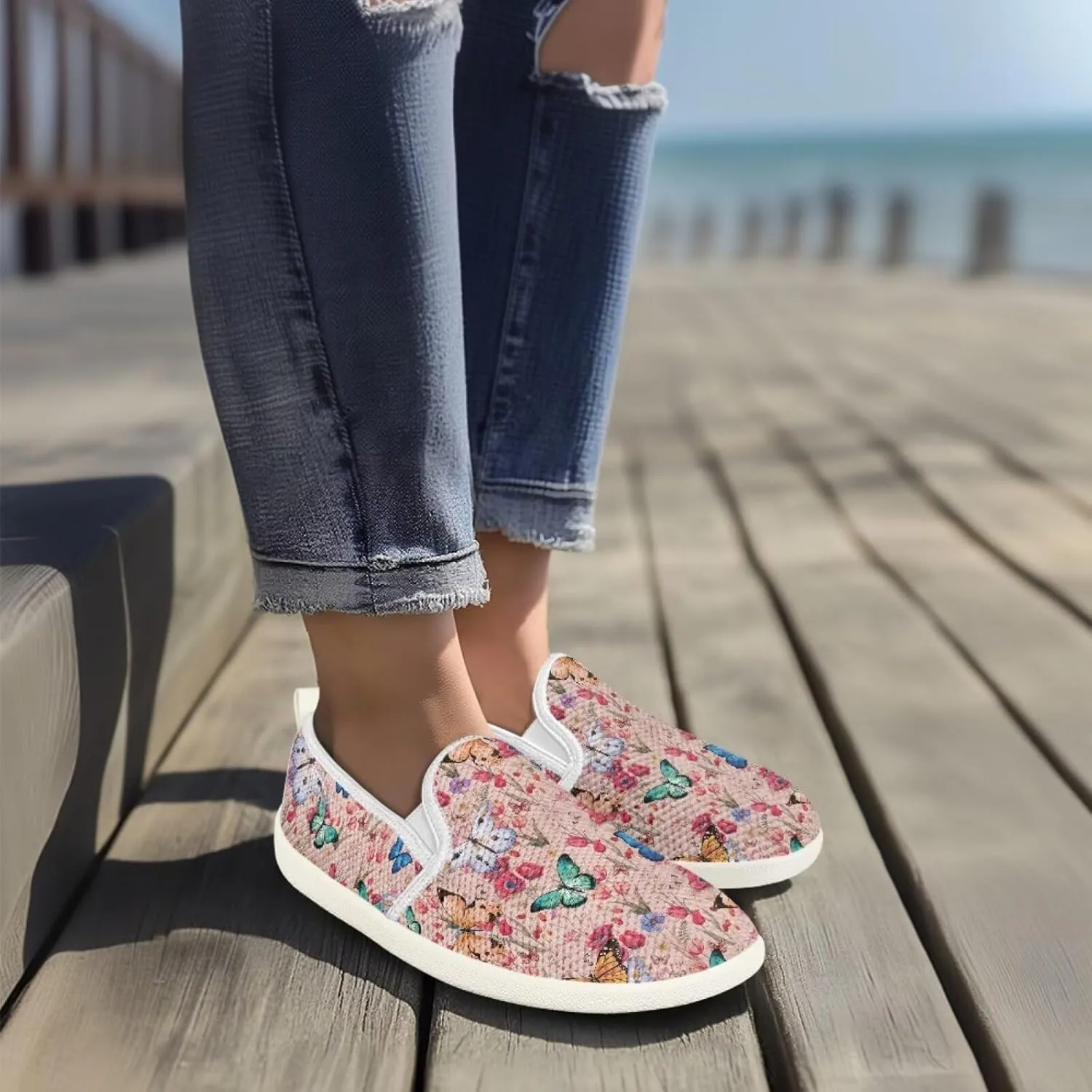 Women Slip on Sneaker Casual Flat Loafers Mesh Breathable Sport Shoes Women’s Work Loafers Athletic Trainers Footwear