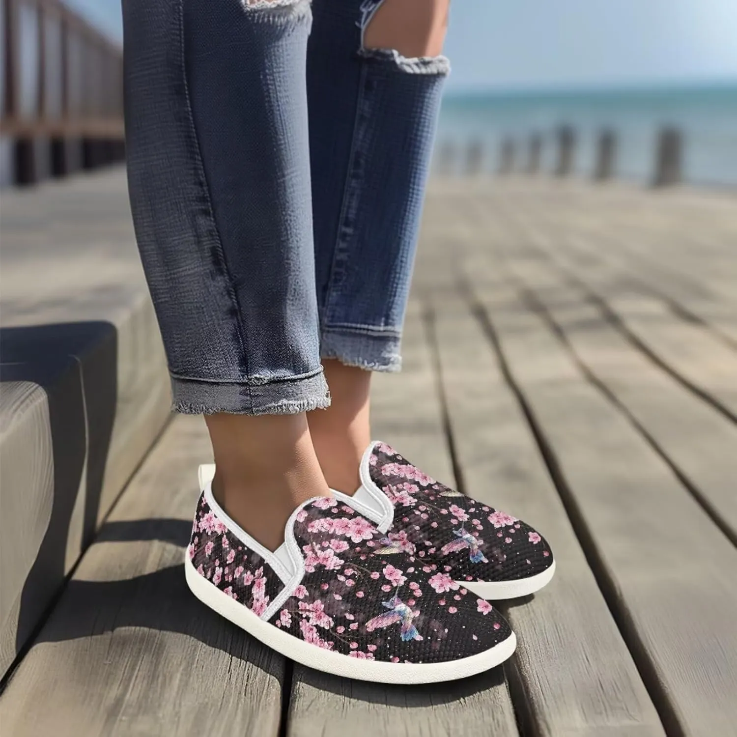 Women Slip on Sneaker Casual Flat Loafers Mesh Breathable Sport Shoes Women’s Work Loafers Athletic Trainers Footwear