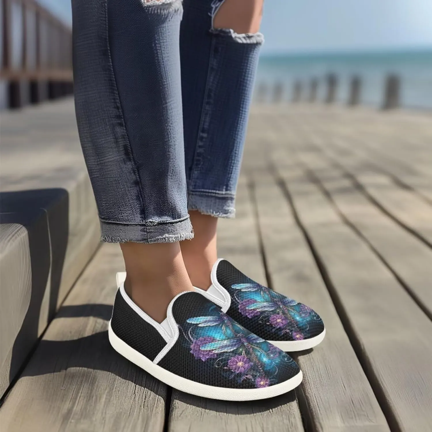 Women Slip on Sneaker Casual Flat Loafers Mesh Breathable Sport Shoes Women’s Work Loafers Athletic Trainers Footwear