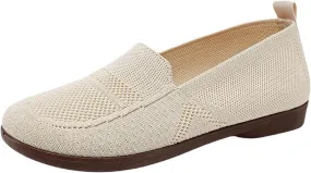 Women's Low Heel Casual Shoes Mesh Breathable Flying Woven Orthopedic Sneaker Wide Width Comfortable Work Shoes