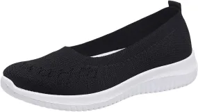 Womens Woven Orthopedic Breathable Soft Shoes Go Walking Women’s Breathable Walking Shoes Slip On Mesh Knitted Flats Gym Sneakers Lightweight Casual Easy Shoe Arch Support Orthopedic Flat Footwear